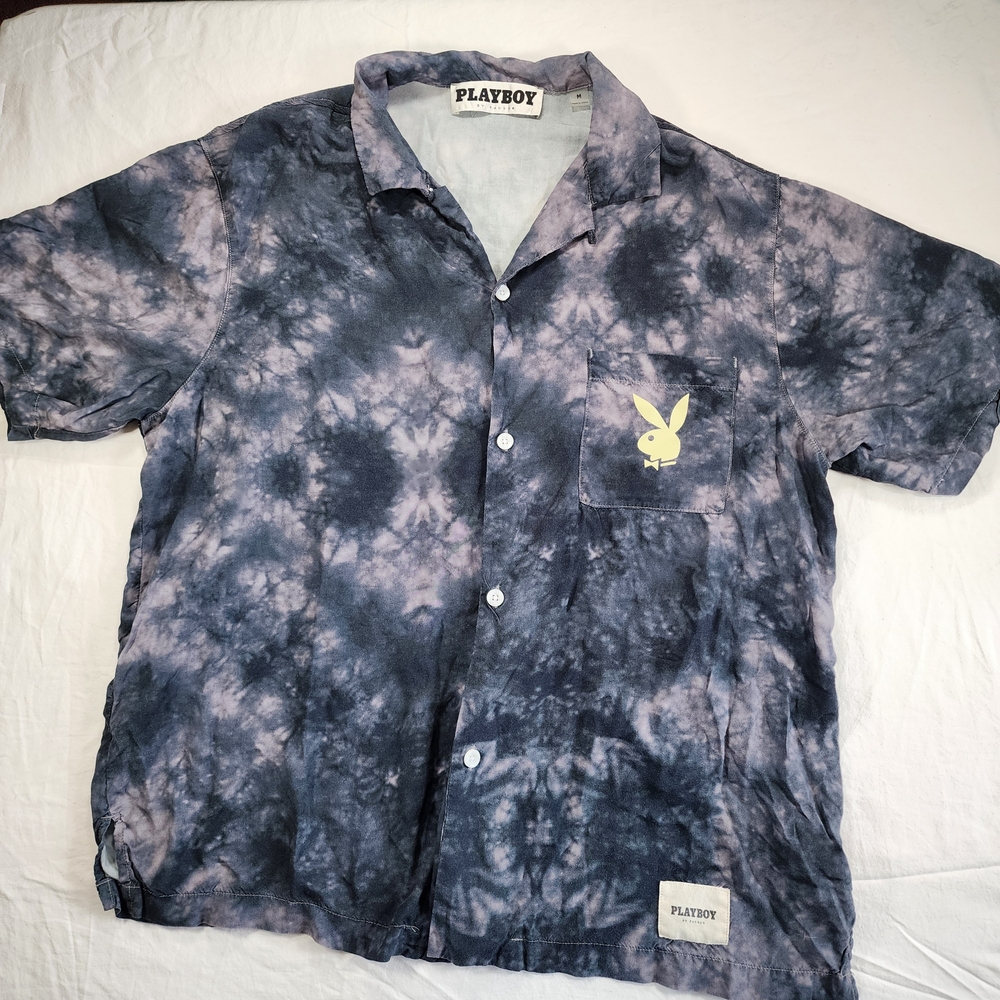 Playboy Men's Blue Tie-Dye Shirt